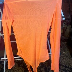 Vibrant Orange Mesh Bodysuit